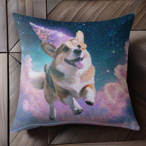 魔法の帽子 コーギー 夢の空 星 雲 クッションカバー 45×45cm アニマル柄 おしゃれ 可愛い クッション..