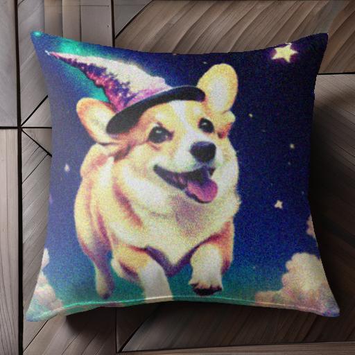 魔法の帽子 コーギー 星 雲 夜空 クッションカバー 45×45cm アニマル柄 おしゃれ 可愛い クッション本体付き 正方形 犬ファン 魔法の帽子 コーギー 星 雲 夜空 クッションカバー 45×45cm アニマル柄 おしゃれ 可愛い クッション本体付き 正方形 犬ファン