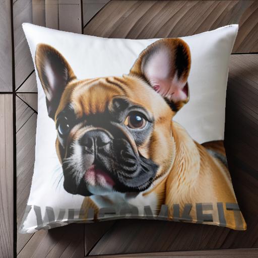 耳 フレンチブルドッグ 目 テキスト クッションカバー 45×45cm アニマル柄 おしゃれ 可愛い クッション..