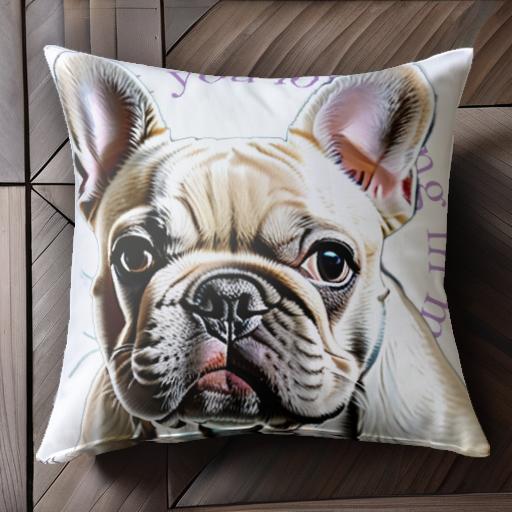 犬 フレンチブルドッグ 耳 表情 クッションカバー 45×45cm アニマル柄 おしゃれ 可愛い クッション本体付き 正方形 犬ファン