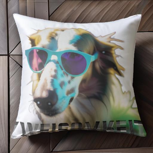 サングラス ボーダーコリー ドイツ語テキスト ZWEISAMKEIT クッションカバー 45×45cm アニマル柄 おし..