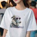 Tシャツ レディース 犬ファン 半袖 春夏 犬柄 プリント カジュアル かわいい 人間用 フィットネス ダンス サングラス その他 文字(4)