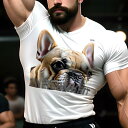 Tシャツ メンズ キッズ 犬ファン 半袖 春夏 犬柄 プリント カジュアル かわいい 人間用 フィットネス ダンス テキスト フレンチブルドッグ(4)