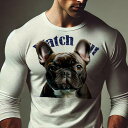 長袖Tシャツ 人間用 メンズ 秋春夏 プリント レジャー アウトドア カジュアル かわいい 犬ファン ウォッチアウト フレンチブルドッグ 犬 ブラック