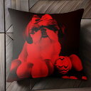 リボン シーズー たまご ひなげしの花 クッションカバー 45×45cm アニマル柄 おしゃれ 可愛い クッション本体付き 正方形 犬ファン