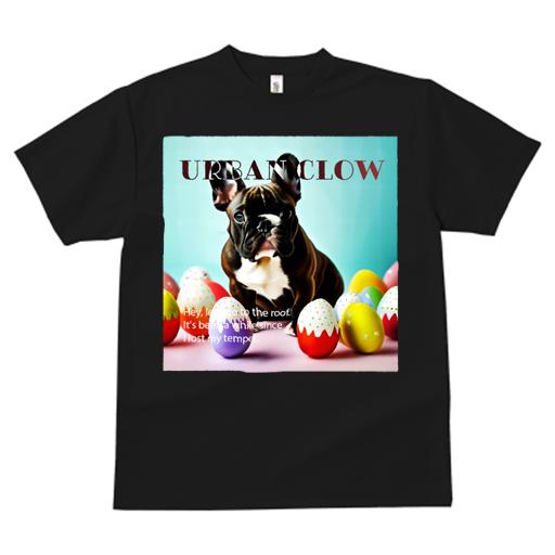 Tシャツ レディース 犬ファン 半袖 春夏 犬柄 プリント カジュアル かわいい 人間用 フィットネス ダンス カラフルな卵 フレンチブルドッグ 水色の背景