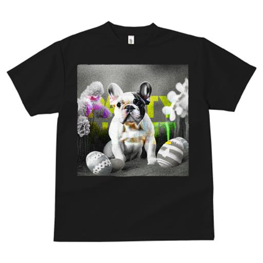 Tシャツ レディース 犬ファン 半袖 春夏 犬柄 プリント カジュアル かわいい 人間用 フィットネス ダンス イースターエッグ フレンチブルドッグ 花 PARTY NIGHT グラス