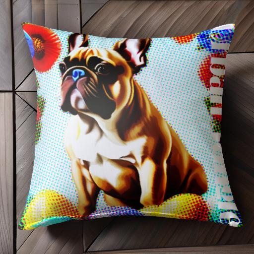 花 フレンチブルドッグ ポップアート アーバンライフ クッションカバー 45×45cm アニマル柄 おしゃれ 可愛い クッション本体付き 正方形 犬ファン