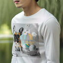 長袖Tシャツ 人間用 メンズ 秋春夏 プリント レジャー アウトドア カジュアル かわいい 犬ファン たまご フレンチブルドッグ バスケット