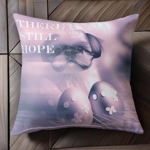 イースターエッグ シーズー 草 希望 クッションカバー 45×45cm アニマル柄 おしゃれ 可愛い クッション本体付き 正方形 犬ファン