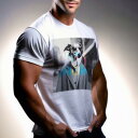 Tシャツ メンズ キッズ 犬ファン 半袖 春夏 犬柄 プリント カジュアル かわいい 人間用 フィットネス ダンス サングラス ボルゾイ コート 街並み PAR...
