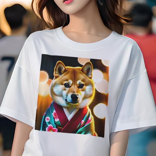Tシャツ レディース 犬ファン 半袖 春夏 犬柄 プリント カジュアル かわいい 人間用 フィットネス ダンス 着物 柴犬 和服 お祭り ライト 背景ボケ Tシャツ レディース 犬ファン 半袖 春夏 犬柄 プリント カジュアル かわいい 人間用 フィットネス ダンス 着物 柴犬 和服 お祭り ライト 背景ボケ