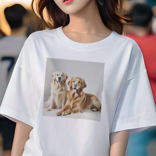 Tシャツ レディース 犬ファン 半袖 春夏 犬柄 プリント カジュアル かわいい 人間用 フィットネス ダンス ゴールデンレトリバー Tシャツ レディース 犬ファン 半袖 春夏 犬柄 プリント カジュアル かわいい 人間用 フィットネス ダンス ゴールデンレトリバー