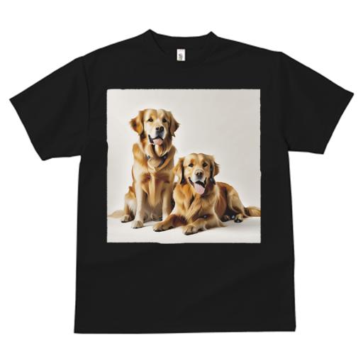 Tシャツ メンズ キッズ 犬ファン 半袖 春夏 犬柄 プリント カジュアル かわいい 人間用 フィットネス ダンス 笑顔 ゴールデンレトリバー 楽しい 友情 愛 幸せ