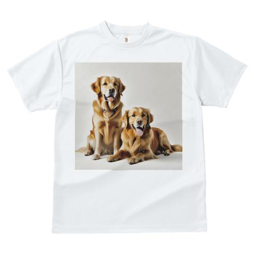 Tシャツ メンズ キッズ 犬ファン 半袖 春夏 犬柄 プリント カジュアル かわいい 人間用 フィットネス ダンス 笑顔 ゴールデンレトリバー 楽しい 友情 愛 幸せ