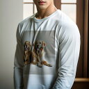 長袖Tシャツ 人間用 メンズ 秋春夏 プリント レジャー アウトドア カジュアル かわいい 犬ファン 笑顔 ゴールデンレトリバー 床 室内
