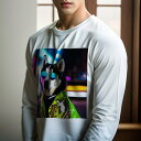長袖Tシャツ 人間用 メンズ 秋春夏 プリント レジャー アウトドア カジュアル かわいい 犬ファン サングラス シベリアンハスキー ネオン カラフル コート ...