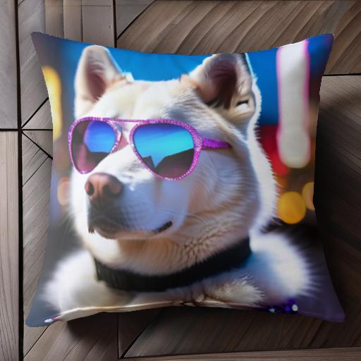 サングラス ハスキー ネオン 街 夜景 クッションカバー 45×45cm アニマル柄 おしゃれ 可愛い クッション本体付き 正方形 犬ファン サングラス ハスキー ネオン 街 夜景 クッションカバー 45×45cm アニマル柄 おしゃれ 可愛い クッション本体付き 正方形 犬ファン
