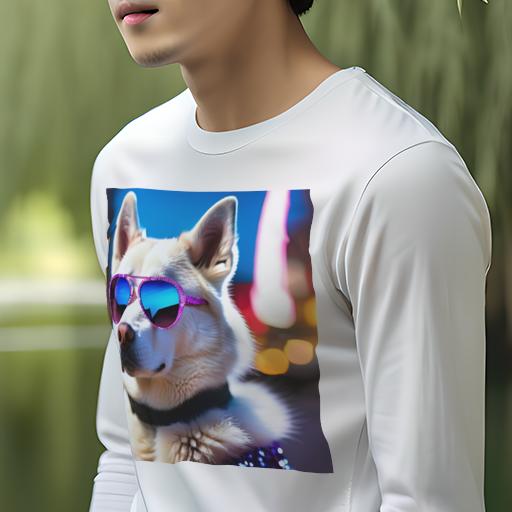 長袖Tシャツ 人間用 メンズ 秋春夏 プリント レジャー アウトドア カジュアル かわいい 犬ファン サングラス ハスキー ネオン 街 夜景