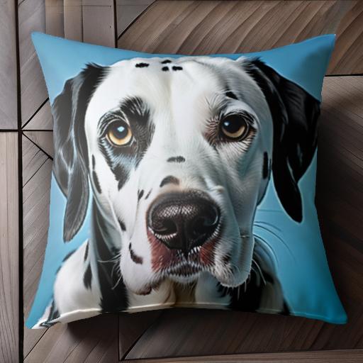 青い背景 ダルメシアン クッションカバー 45×45cm アニマル柄 おしゃれ 可愛い クッション本体付き 正..