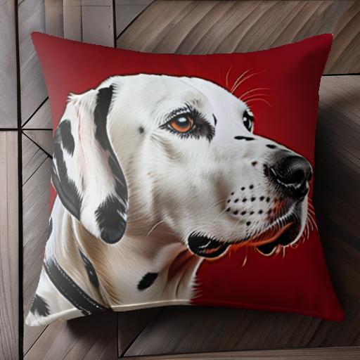 赤い背景 ダルメシアン 犬の肖像画 首輪 クッションカバー 45×45cm アニマル柄 おしゃれ 可愛い クッシ..