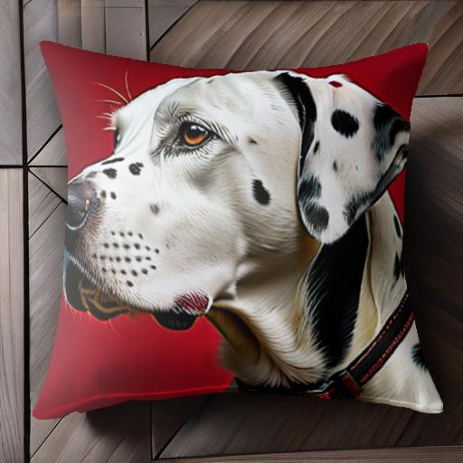 赤い背景 ダルメシアン 首輪 クッションカバー 45×45cm アニマル柄 おしゃれ 可愛い クッション本体付き 正方形 犬ファン