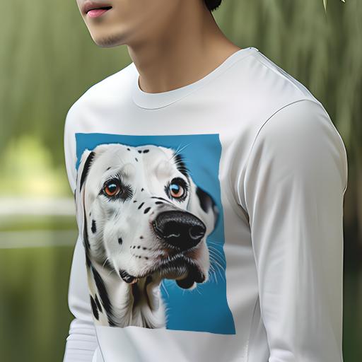 長袖Tシャツ 人間用 メンズ 秋春夏 プリント レジャー アウトドア カジュアル かわいい 犬ファン 青い背景 ダルメシアン 犬の顔 斑点模様