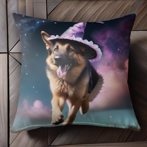 魔法の帽子 ジャーマンシェパード 宇宙 星 クッションカバー 45×45cm アニマル柄 おしゃれ 可愛い クッ..