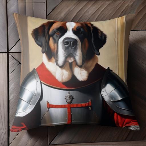 鎧 セントバーナード 赤い服 ポートレート クッションカバー 45×45cm アニマル柄 おしゃれ 可愛い クッ..