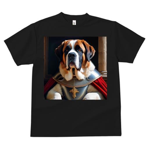 Tシャツ メンズ キッズ 犬ファン 半袖 春夏 犬柄 プリント カジュアル かわいい 人間用 フィットネス ダンス 鎧 セントバーナード 王族 高貴な雰囲気 犬