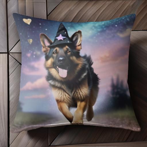 魔法使いの帽子 ジャーマンシェパード 夜空 星 ハート クッションカバー 45×45cm アニマル柄 おしゃれ 可愛い クッション本体付き 正方形 犬ファン 魔法使いの帽子 ジャーマンシェパード 夜空 星 ハート クッションカバー 45×45cm アニマル柄 おしゃれ 可愛い クッション本体付き 正方形 犬ファン
