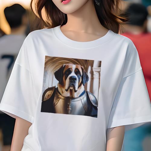 Tシャツ レディース 犬ファン 半袖 春夏 犬柄 プリント カジュアル かわいい 人間用 フィットネス ダンス 甲冑 セントバーナード 城 アーチ Tシャツ レディース 犬ファン 半袖 春夏 犬柄 プリント カジュアル かわいい 人間用 フィットネス ダンス 甲冑 セントバーナード 城 アーチ