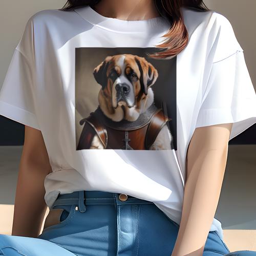 Tシャツ レディース 犬ファン 半袖 春夏 犬柄 プリント カジュアル かわいい 人間用 フィットネス ダンス 鎧 セントバーナード 犬 兵士 戦士 甲冑 Tシャツ レディース 犬ファン 半袖 春夏 犬柄 プリント カジュアル かわいい 人間用 フィットネス ダンス 鎧 セントバーナード 犬 兵士 戦士 甲冑