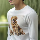 長袖Tシャツ 人間用 メンズ 秋春夏 プリント レジャー アウトドア カジュアル かわいい 犬ファン なし ゴールデンレトリバー