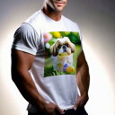 Tシャツ メンズ キッズ 犬ファン 半袖 春夏 犬柄 プリント カジュアル かわいい 人間用 フィットネス ダンス たまご シーズー 花 芝生
