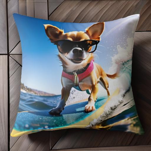 サーフィン チワワ サングラス 海 青空 クッションカバー 45×45cm アニマル柄 おしゃれ 可愛い クッション本体付き 正方形 犬ファン サーフィン チワワ サングラス 海 青空 クッションカバー 45×45cm アニマル柄 おしゃれ 可愛い クッション本体付き 正方形 犬ファン