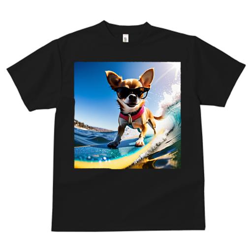 Tシャツ レディース 犬ファン 半袖 春夏 犬柄 プリント カジュアル かわいい 人間用 フィットネス ダンス サーフィン チワワ サングラス 海 青空