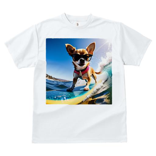 Tシャツ レディース 犬ファン 半袖 春夏 犬柄 プリント カジュアル かわいい 人間用 フィットネス ダンス サーフィン チワワ サングラス 海 青空