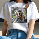 Tシャツ レディース 犬ファン 半袖 春夏 犬柄 プリント カジュアル かわいい 人間用 フィットネス ダンス 草 ゴールデンレトリバー たまご