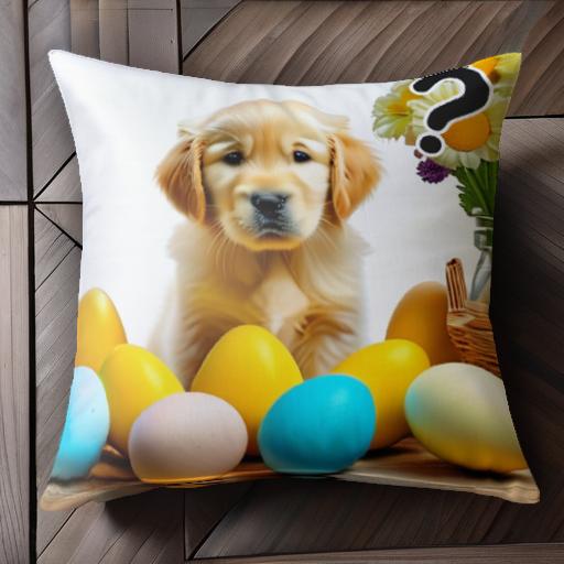 イースターエッグ ゴールデンレトリバー 花 バスケット クッションカバー 45×45cm アニマル柄 おしゃれ..