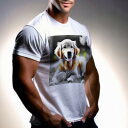 Tシャツ メンズ キッズ 犬ファン 半袖 春夏 犬柄 プリント カジュアル かわいい 人間用 フィットネス ダンス パーティーナイト ゴールデンレトリバー たまご ボール 草地