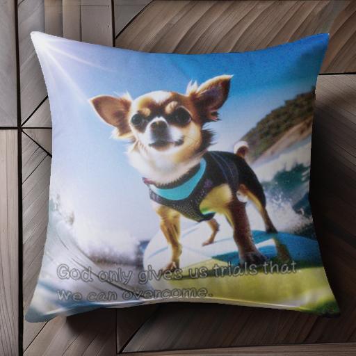サーフィン チワワ 海 太陽 クッションカバー 45×45cm アニマル柄 おしゃれ 可愛い クッション本体付き 正方形 犬ファン