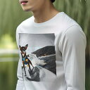 長袖Tシャツ 人間用 メンズ 秋春夏 プリント レジャー アウトドア カジュアル かわいい 犬ファン サーフィン チワワ 海 波