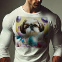 長袖Tシャツ 人間用 メンズ 秋春夏 プリント レジャー アウトドア カジュアル かわいい 犬ファン 花 シーズー 卵 テキスト