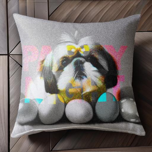 パーティー シーズー 夜 カラフルな卵 可愛い モノクロ クッションカバー 45×45cm アニマル柄 おしゃれ..
