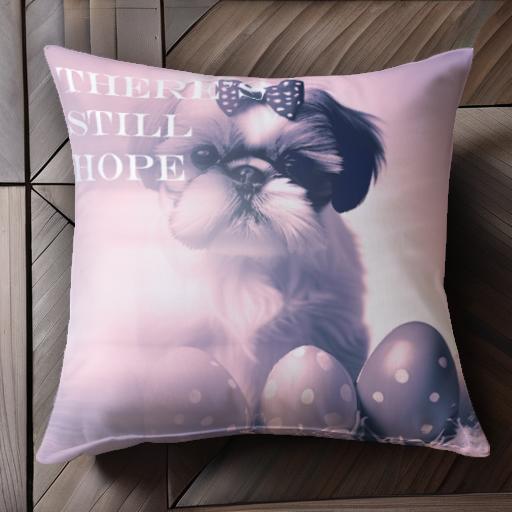 リボン シーズー イースターエッグ 希望 クッションカバー 45×45cm アニマル柄 おしゃれ 可愛い クッシ..