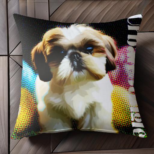 ボール シーズー クッションカバー 45×45cm アニマル柄 おしゃれ 可愛い クッション本体付き 正方形 犬..