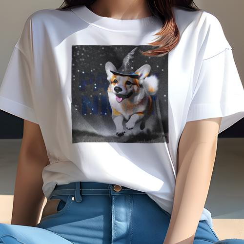 Tシャツ レディース 犬ファン 半袖 春夏 犬柄 プリント カジュアル かわいい 人間用 フィットネス ダンス 魔法の帽子 コーギー 夜 星 Tシャツ レディース 犬ファン 半袖 春夏 犬柄 プリント カジュアル かわいい 人間用 フィットネス ダンス 魔法の帽子 コーギー 夜 星