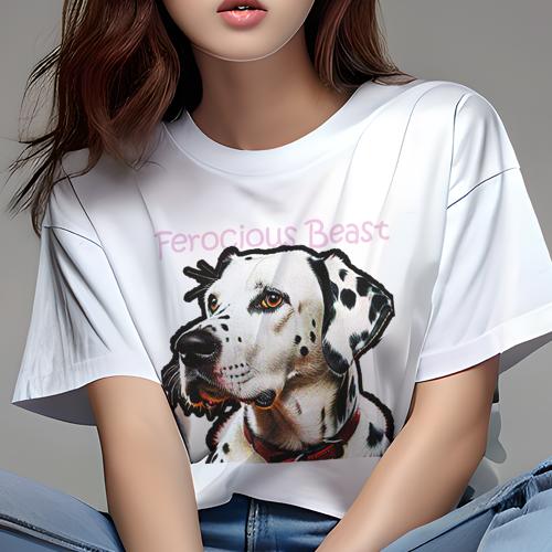 Tシャツ レディース 犬ファン 半袖 春夏 犬柄 プリント カジュアル かわいい 人間用 フィットネス ダン..