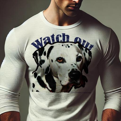 楽天フロントップ楽天市場店長袖Tシャツ 人間用 メンズ 秋春夏 プリント レジャー アウトドア カジュアル かわいい 犬ファン 警告 ダルメシアン ファッション 犬 人気 注目